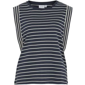 VILA - Mouwloos T-shirt - Gestreept - Blauw - 100% Katoen