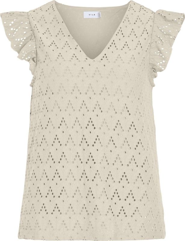 VILA - VIAmalina - Blouseshirt - Sand - Gerecycled Materiaal - V-hals