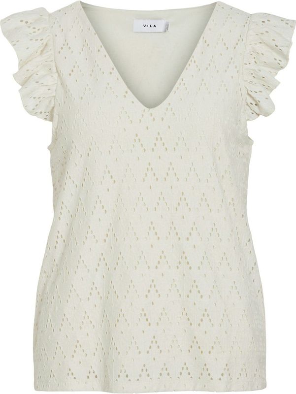 VILA - VIAmalina - Blouseshirt - Sand - Gerecycled Materiaal - V-hals