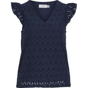 Vila - Casual Blazer T-shirt - Navy - 64% Gerecycled Polyester - Ajour-patroon