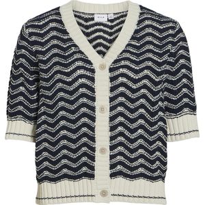Vila Vest Viarin 2/4 Button Knit Cardigan 14104632 Birch/navy Blaze Dames Maat - XXL