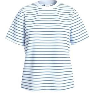 VILA - Shirt - Lichtblauw/Wit - Gestreept - Kwartmouw