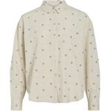 VILA - Blouse - Sand/Zwart - Klassieke Blouse - Lange Mouw