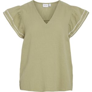 Vila - T-shirt - Saliegroen - 100% Biologisch Katoen - Korte Mouwen