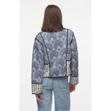 VILA - Jasje - Blauw - Ecru - Striksluiting - Opstaande Kraag