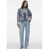 VILA - Jasje - Blauw - Ecru - Striksluiting - Opstaande Kraag