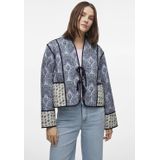 VILA - Jasje - Blauw - Ecru - Striksluiting - Opstaande Kraag