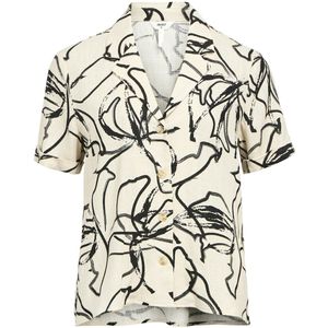 Object - Damesblouse - Sandkleur - 80% Viscose Lenzing Ecovero 20% Linnen