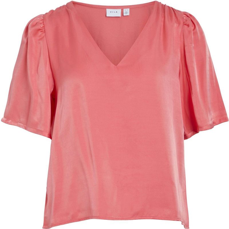 Vila - Visania V-neck - Top - Koraal