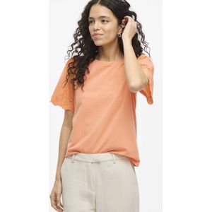 VILA - VICELIANA O-NECK S/S TOP - T-shirt - Oranje - Katoen