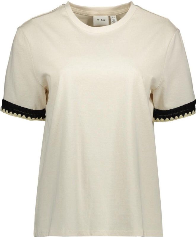 Vila T-shirt ecru (Maat: L) - Halslijn: Ronde hals,