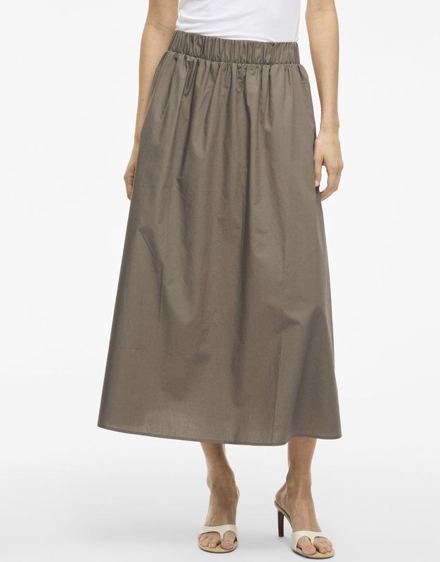 VILA - A-lijn Rok - Chocoladebruin - 7/8 Lengte - Losse Pasvorm