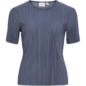 Vila - VIPLISA O-NECK S/S TOP - Vintage Indigo - Shirt met Korte Mouwen