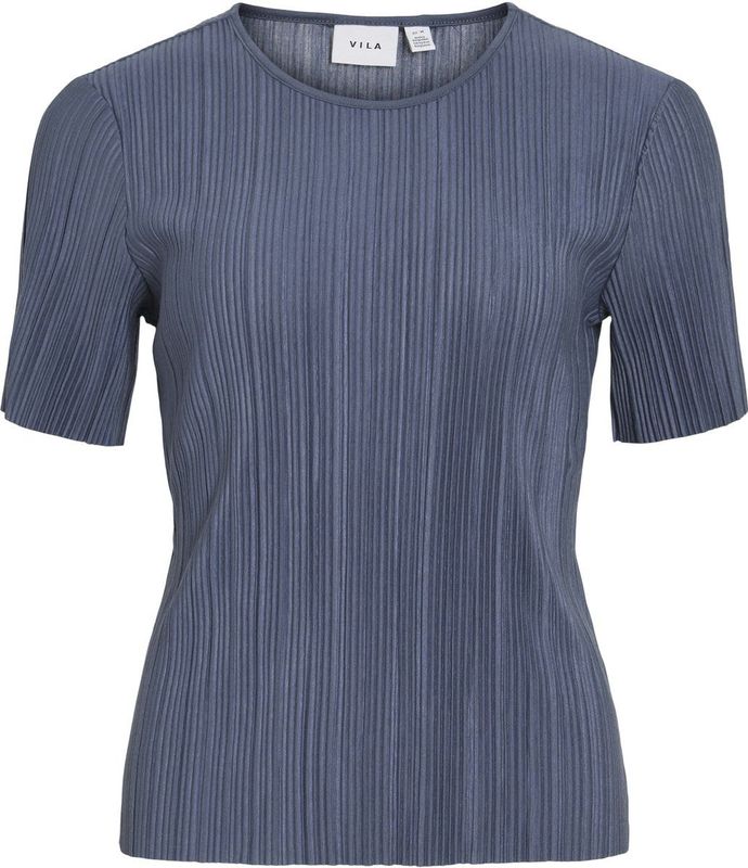 Vila - VIPLISA O-NECK S/S TOP - Vintage Indigo - Shirt met Korte Mouwen