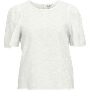Object - Objilly S/S RE O-Neck Top - Wit - Korte Mouwen - Ronde Hals
