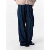 OBJECT - OBJLISA - Bandplooibroek - Blauw/Wit - Wide Leg - High Waist