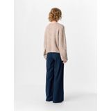 OBJECT - OBJLISA - Bandplooibroek - Blauw/Wit - Wide Leg - High Waist