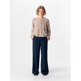 OBJECT - OBJLISA - Bandplooibroek - Blauw/Wit - Wide Leg - High Waist