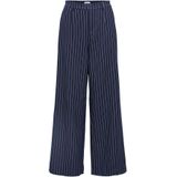 OBJECT - OBJLISA - Bandplooibroek - Blauw/Wit - Wide Leg - High Waist