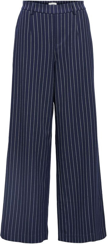 OBJECT - OBJLISA - Bandplooibroek - Blauw/Wit - Wide Leg - High Waist