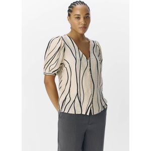 OBJECT - OBJJacira - Blouse - Crème/Zwart - Wijde Pasvorm