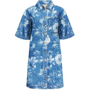 OBJECT - Blousejurk - Medium Blue Denim - Katoen - Lange Mouwen