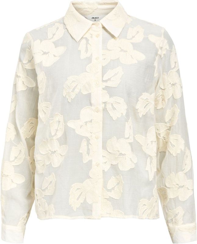 Object - Blouse - White Sand - Dames - Lange Mouwen