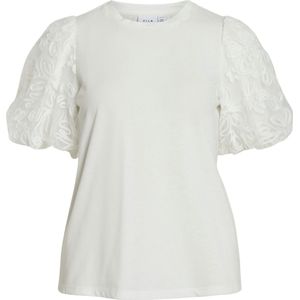 VILA - VISIMONIA - Top - Ecru - Katoen en Polyester - Korte Ballonmouwen
