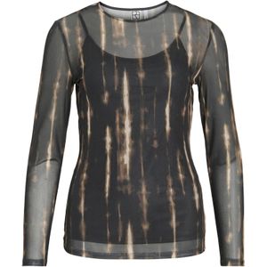 ROUGE EDIT - Shirt - Lichtbruin Antraciet Wit - Lange Mouw - Normale Pasvorm