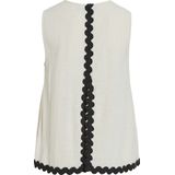 Vila - Off-White T-shirt - 100% Katoen - Mouwloos Ontwerp