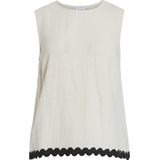 Vila - Off-White T-shirt - 100% Katoen - Mouwloos Ontwerp