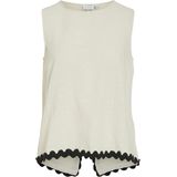 Vila - Off-White T-shirt - 100% Katoen - Mouwloos Ontwerp