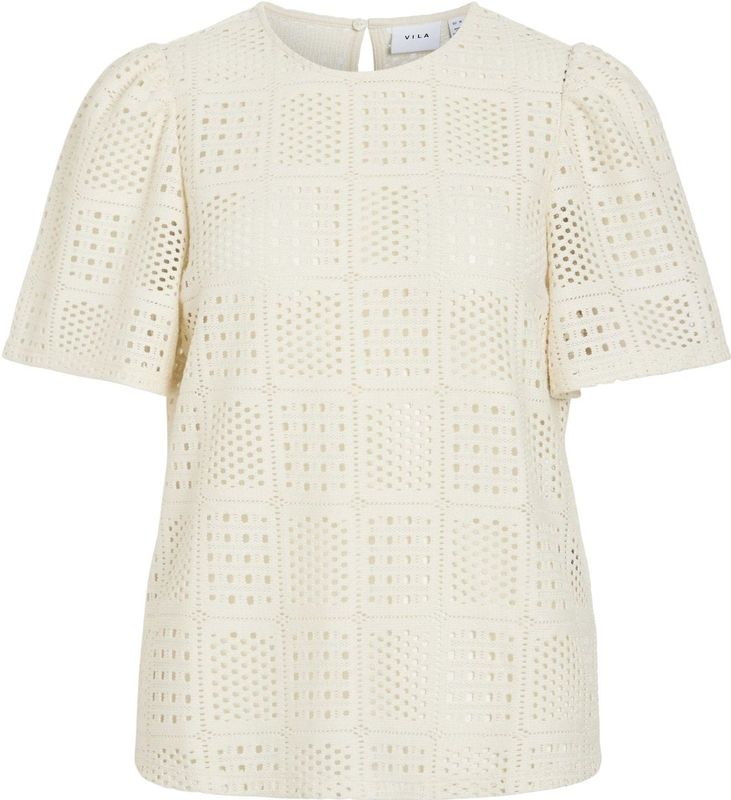 Vila - Birch - T-shirt - Wit - 70% Polyester 30% Katoen