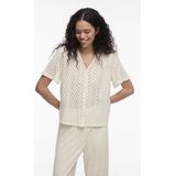 Vila - Damesblouse - Model 'DELAIA' - Regular Fit - V-hals - Gaatjesmotief