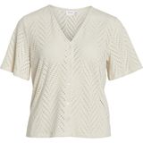 Vila - Damesblouse - Model 'DELAIA' - Regular Fit - V-hals - Gaatjesmotief