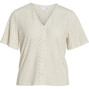 Vila - Damesblouse - Model 'DELAIA' - Regular Fit - V-hals - Gaatjesmotief