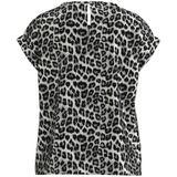 Vila - Viellette Full Satin Top - T-shirt - Glacier Gray/Leo - 100% Gerecycled Polyester