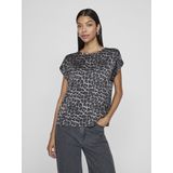 Vila - Viellette Full Satin Top - T-shirt - Glacier Gray/Leo - 100% Gerecycled Polyester