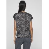 Vila - Viellette Full Satin Top - T-shirt - Glacier Gray/Leo - 100% Gerecycled Polyester