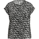 Vila - Viellette Full Satin Top - T-shirt - Glacier Gray/Leo - 100% Gerecycled Polyester