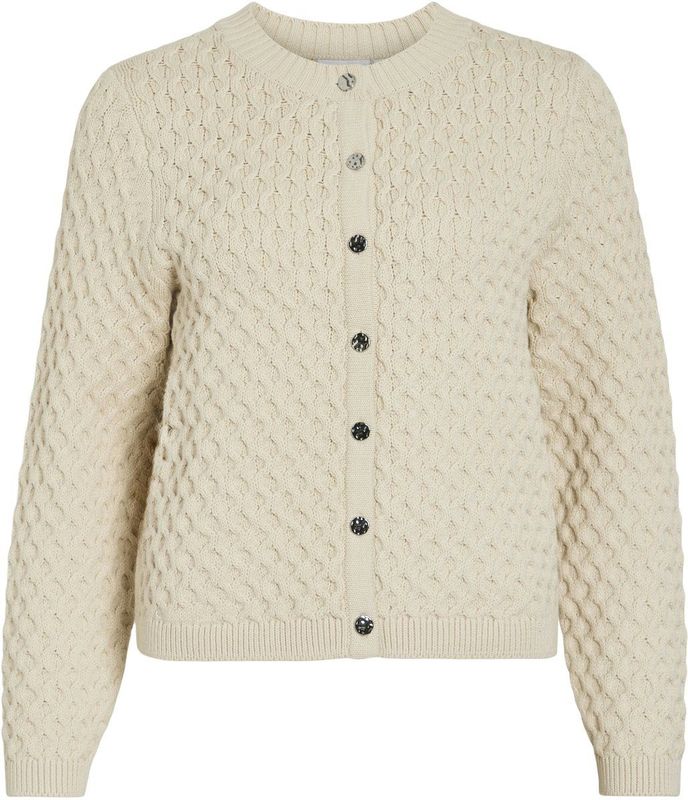 Vila - Vikali O-neck Knit Button Cardi - Vest - Birch