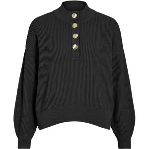 Biologisch Katoen - Gebreide Trui - Ronde Hals - Lange Mouwen - Zwart