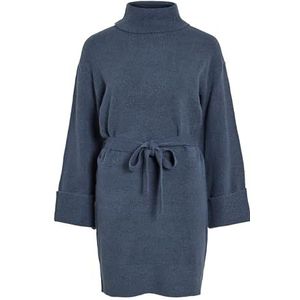 VILA - VIROLFIE - Jurk - Grijsblauw - Gebreid met Col en Lange Mouwen