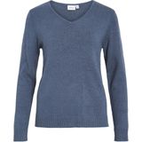 Gebreide Top - V-hals - Lange Mouwen - Regular Fit - Zwart - Viscose