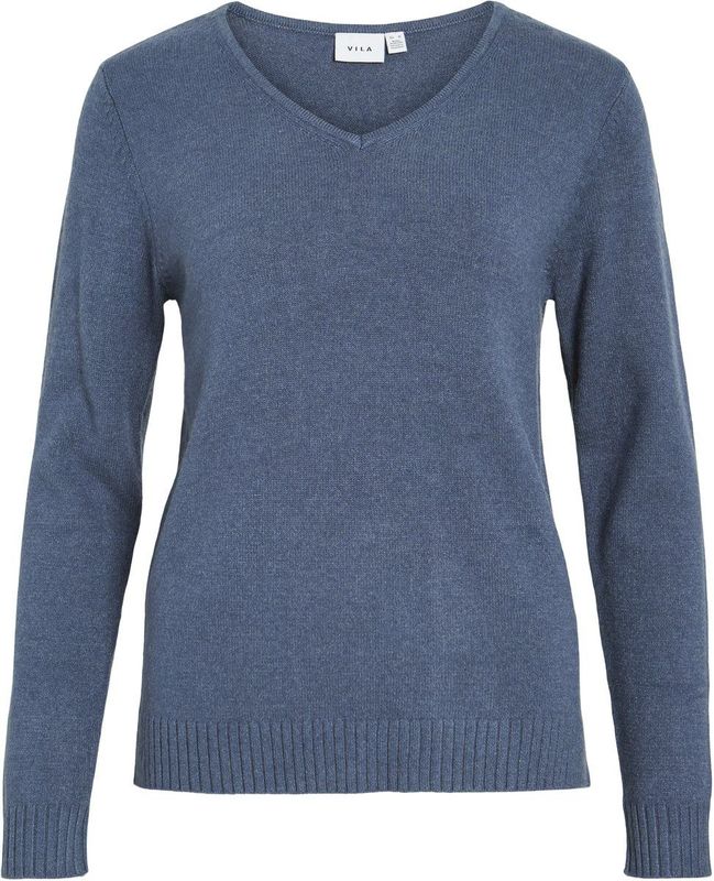 Gebreide Top - V-hals - Lange Mouwen - Regular Fit - Zwart - Viscose