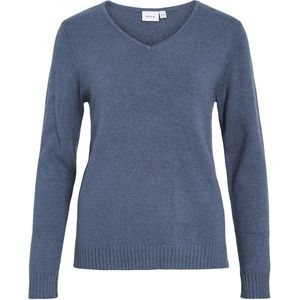 Gebreide Top - V-hals - Lange Mouwen - Regular Fit - Zwart - Viscose