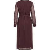 Vila - Falia - Midi-jurk - V-hals - Lange Mouwen - Regular Fit - Gerecycled Polyester