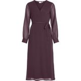Vila - Falia - Midi-jurk - V-hals - Lange Mouwen - Regular Fit - Gerecycled Polyester