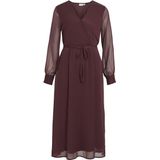 Vila - Falia - Midi-jurk - V-hals - Lange Mouwen - Regular Fit - Gerecycled Polyester