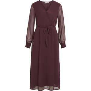 Vila - Falia - Midi-jurk - V-hals - Lange Mouwen - Regular Fit - Gerecycled Polyester